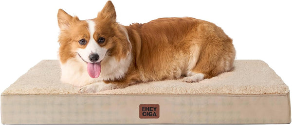 EHEYCIGA Orthopedic Dog Bed Large with Removable Washable Cover,Grey,41X27 | Egg Crate Foam Support,Durable Oxford Fabric,Non-Slip Bottom,Machine Washable,Soft Waterproof Plush Pet Bed Mat for Crate77