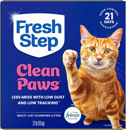 Fresh Step Clean Paws Multi Cat Clumping Litter with Febreze Freshness, Ammonia Block Technology, Low Tracking, 22 Lb. Box12