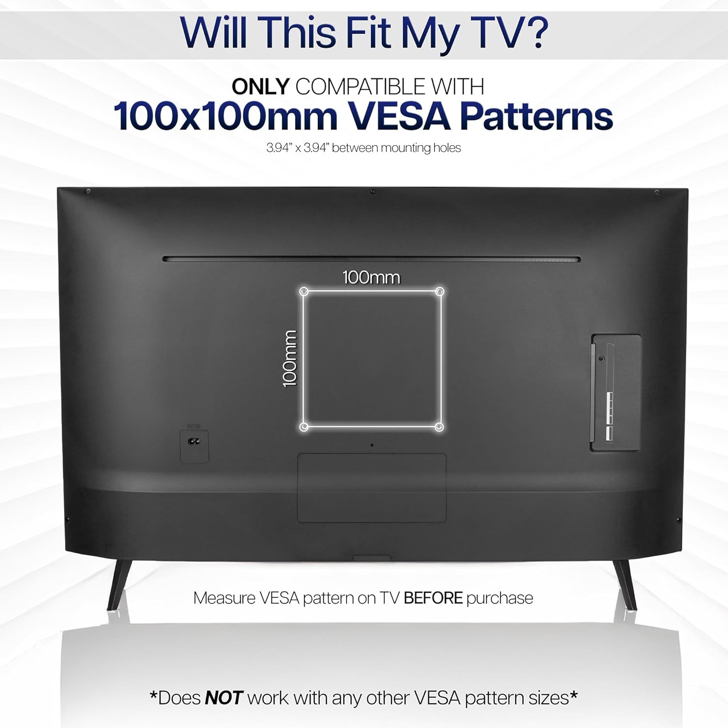 vivo-black-rv-tv-mount-for-screens-up-to-43-inches-mount-vwrv1-anti-rust-quick-release-plastic-polymer-mount-low-profile-wall-bracket-for-camping-vesa-100x100mm-holds-30-lbs