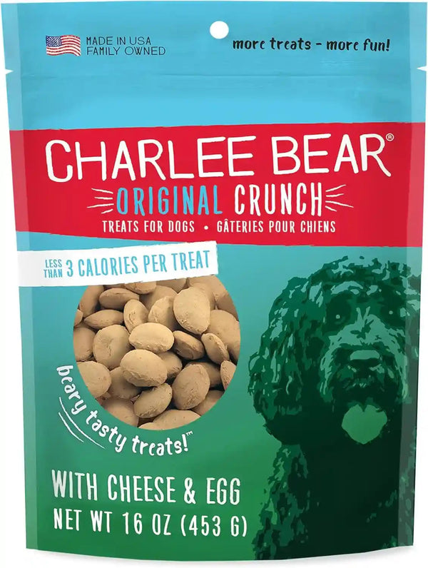 Charlee Bear Dog Training Treats, Cheese & Egg Recipe, Low Calorie (Under 3 Calories), Limited Ingredient Crunchy Dog Treats, 16 Oz. Resealable Bag1