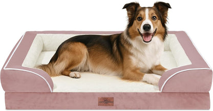 Comfort Expression Orthopedic Dog Bed for Extra Large Dogs with Bolster | Waterproof Dog Couch Bed with Washable Cover & Non-Slip Bottom, Supportive Egg Crate Foam XL Pet Bed, 42X30 Inch201