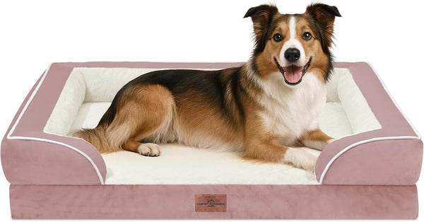 Comfort Expression Orthopedic Dog Bed for Extra Large Dogs with Bolster | Waterproof Dog Couch Bed with Washable Cover & Non-Slip Bottom, Supportive Egg Crate Foam XL Pet Bed, 42X30 Inch201