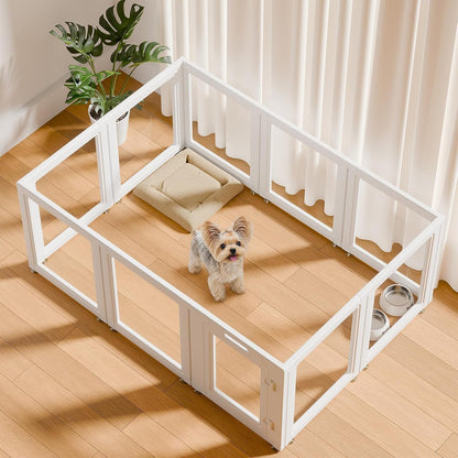 EVERFRONT Clear Acrylic Dog Playpen - Clear Dog Play Pen - Easy Assemble Acrylic Dog Playpen - Puppy Playpen, Cat Playpen, Small Animal Playpen, Dog Play Pen Indoors (24", 10 Panels)1