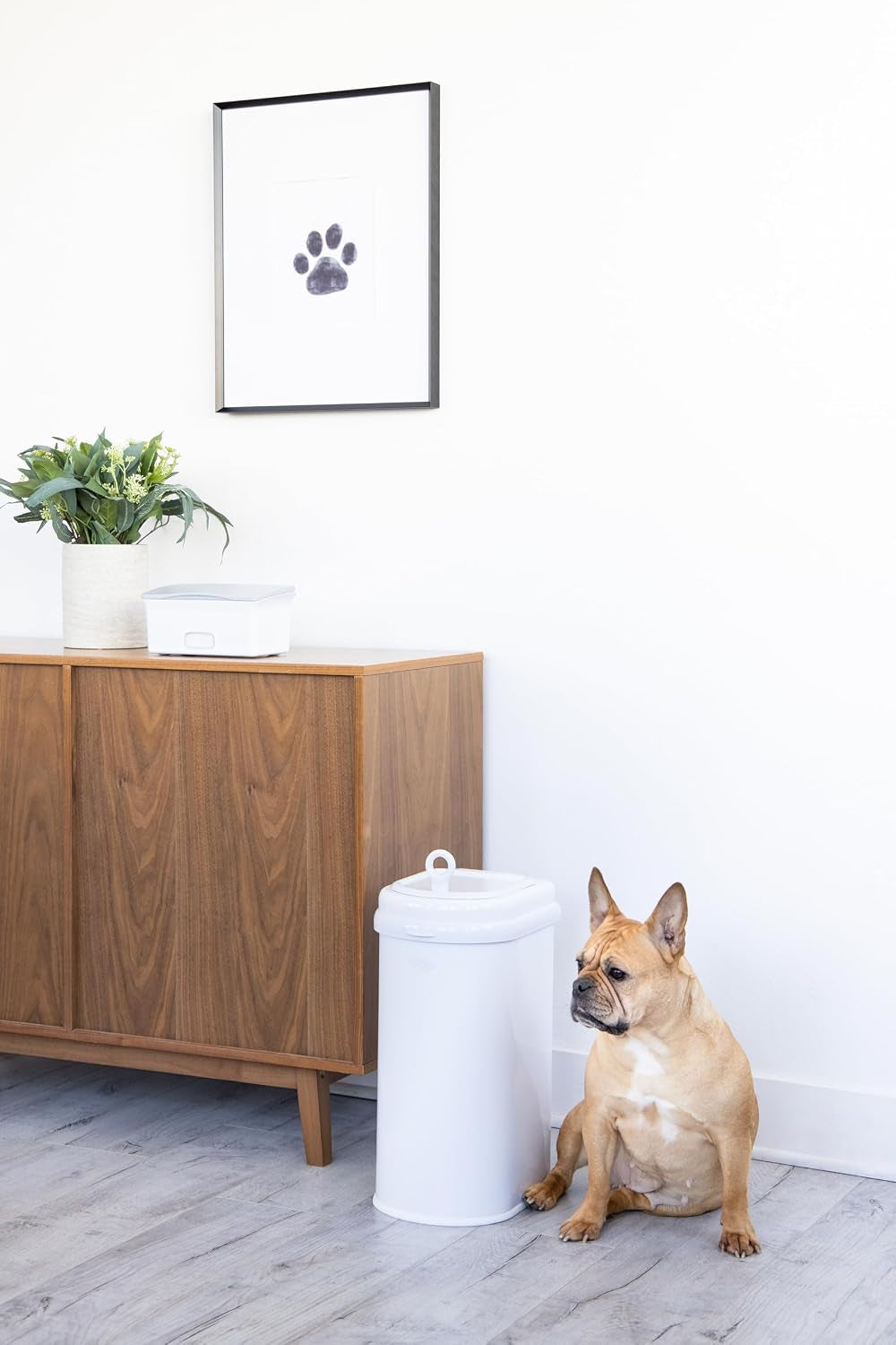 ubbi-pet-waste-pail-white-odor-locking-cat-litter-disposal-system-stainless-steel-pet-waste-can-with-safety-lock-scoop-no-special-bags-required