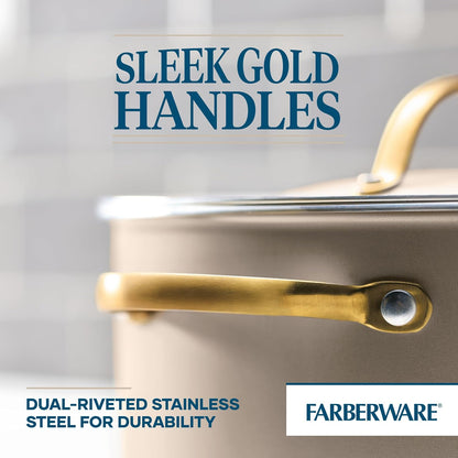 Radiant Nonstick Dutch Oven/Casserole Pan with Lid, Dishwasher Safe, 5.5 Quart, Champagne5