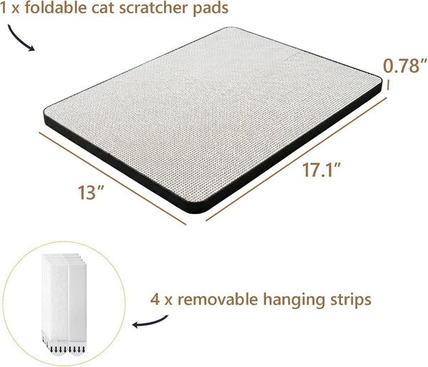 Cat Scratcher Pads, Foldable Cardboard for Corner Walls 17″Lx13″Wx0.78″H Scratching Post for Indoor Cats (White,Medium)2