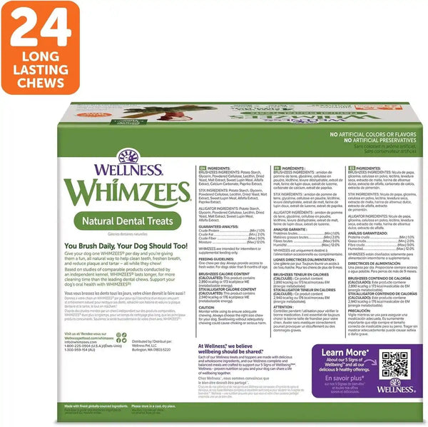 Wellness WHIMZEES Value Pack Natural Dog Dental Treat, Chews, Freshens Breath, Large Size, 50.9 Oz Box, 24 Count9