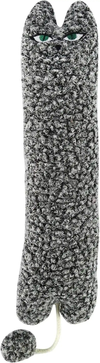 Ttcat 14.6 Inch Large Curly Plush Pillow Cat Kicker Toy with Catnip Silvervine Powder, Soft Stuffed Cat Chew Toy with Tail, Interactive Toy for Indoor Cats and Kittens(Grey).1