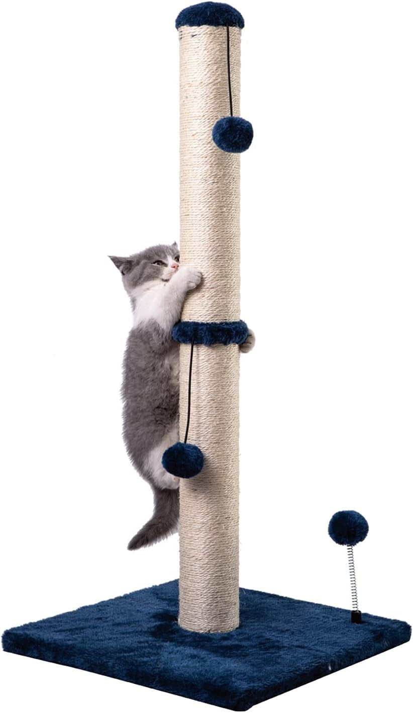 mecool-cat-scratching-post-premium-basics-kitten-scratcher-sisal-scratch-posts-with-hanging-ball-22in-for-kittens-or-smaller-cats-22-inches-for-kitten-beige