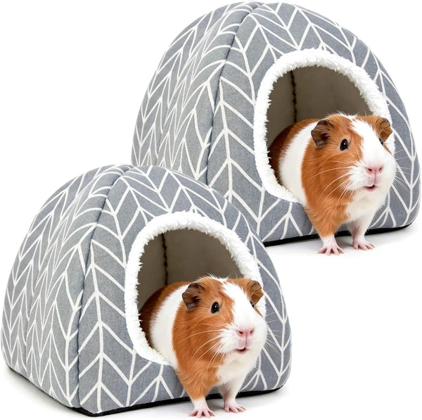 Guinea Pig Hideout Bed, Dwarf Rabbit House Cave | Cozy Hide-Out Cage Accessories for Little Bunny, Hedgehog, Ferret, Chinchilla & Other Small Animals, Grey10