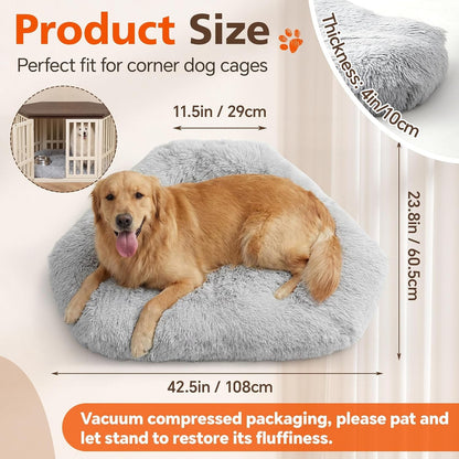 Lemonroad 42.5 Inch Corner Dog Crate Bed Pad Washable Dog Kennel Pad Mat Furniture for Large Dogs Thick Plush Crate Pet Cage Sleeping Bed Pet Corner Side Table (Only Mat)2