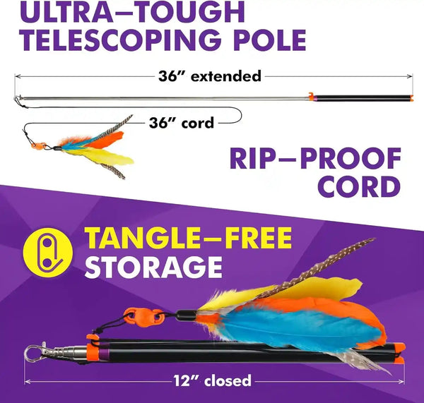 Cat Amazing Snatch - Magnetic Cat Wand Toy! Telescoping, Durable Feather Toy for Cats - Fishing Pole & Teaser Wand String Stick - Cats Can Really Catch!5