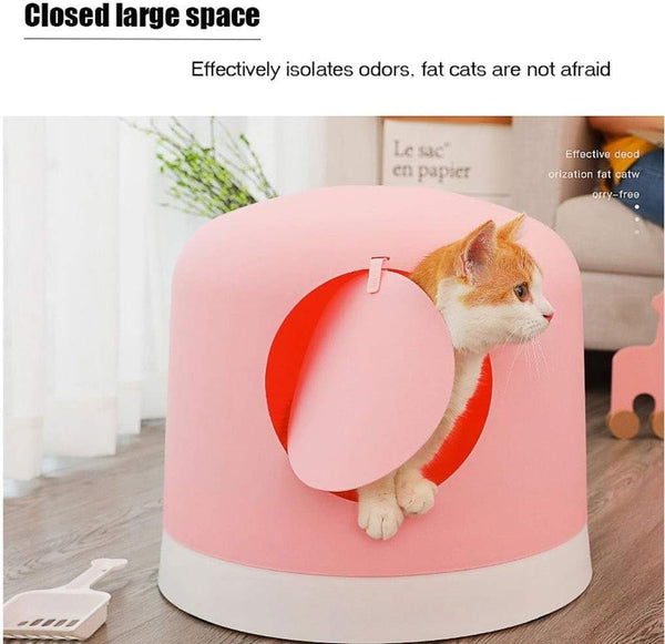 Dog Potty Training Toilet ﻿ Pet Cat Supplies Basin Large Fully Enclosed Litter Box Toilet Space Potty(Pink)4