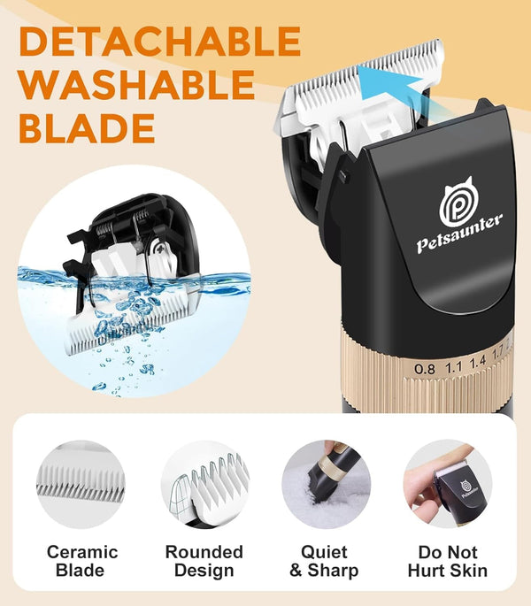 Petsaunter Dog Clippers for Grooming, 4-Speed & LCD, Low Noise Electric Trimmer for Grooming, Typec Rechargeable Dog Hair Clippers, Super Quiet for Dogs & Pets with Thick or Heavy Coats(C95)6