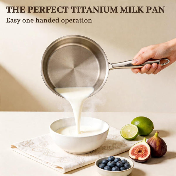 1.5 QT Titanium Saucepan with Lid,Healthy Titanium Pot for Cooking | Non Stick Titanium Cookware, Pure No Coating Lightweight Milk Pot Compatible with All Stovetops for Warming Sauce,Baby Food3