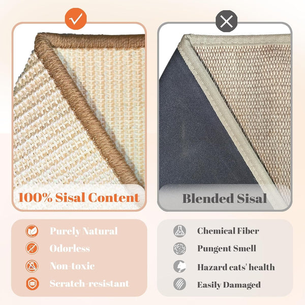 CHEERHOME PETS Sisal Cat Scratcher Ramp for Indoor Cats, 24.8" L Shape Cat Scratching Post Climbing Vertical Cat Scratch Pad, Solid Wooden Cat Furniture(Standard)6