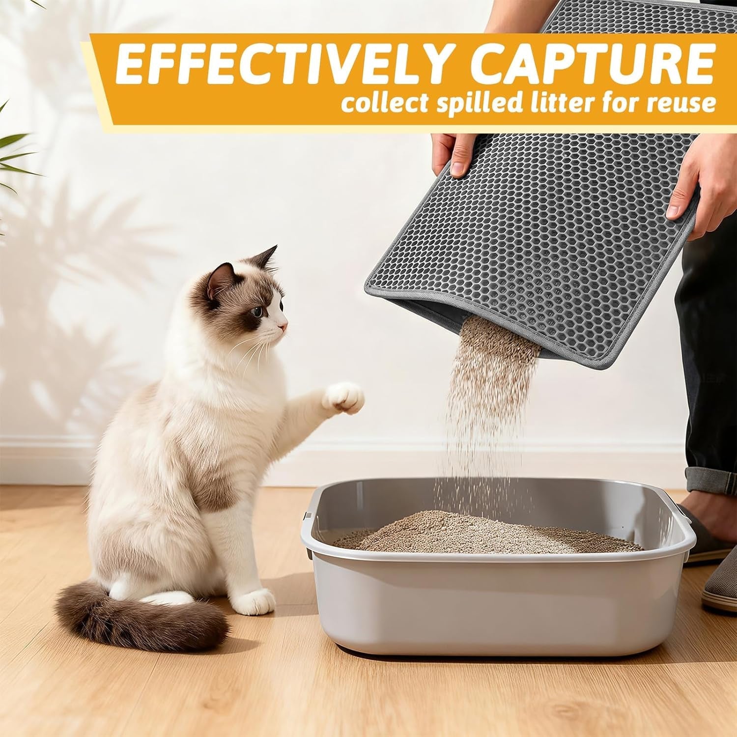 pieviev-cat-litter-mat-double-layer-waterproof-urine-proof-trapping-mat-1-pack-gray-24x15-inch-pack-of-1-honeycomb-design-catches-scattered-particles-to-stop-tracking-urineproof-base-protects-floors-easy-to-clean