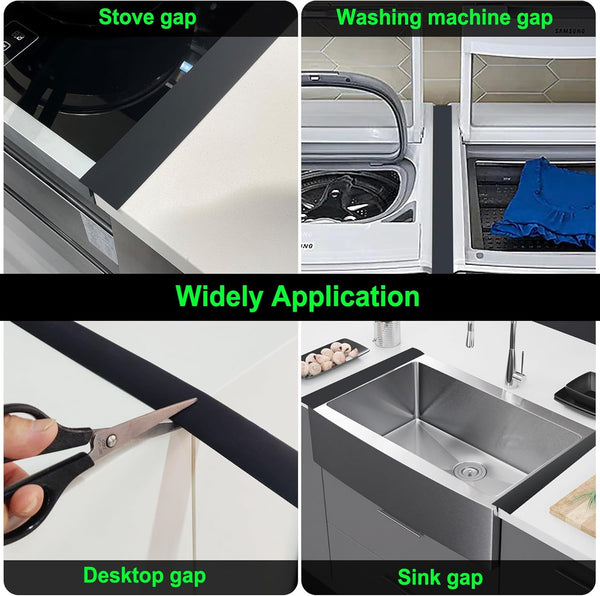 Silicone Stove Counter Gap Cover - 25 Inch Gap Filler 2 Pack Black | Long Gap Filler Seals Spills between Kitchen Appliances Stovetop Oven Countertop; Stove Gap Cover, Gas Stove Side Gap Covers7