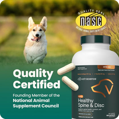 Vetriscience Healthy Spine & Disc Easy-Open Capsules, Back and Spinal Support Chondroitin and Taurine Supplement for Dogs, Perfect for Dachshunds, Corgis, Frenchies, Basset Hounds & More, 180 Count7