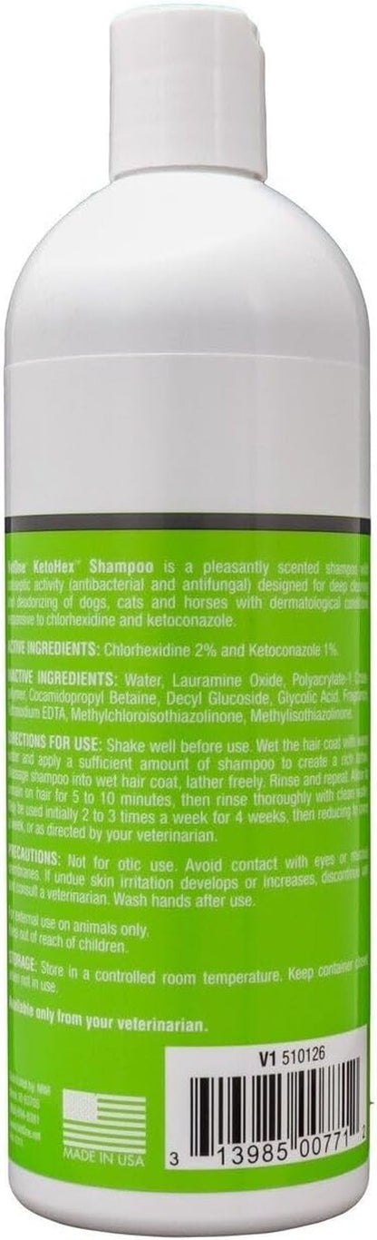 Ketohex Cat and Dog Shampoo - 16 Oz anti Bacterial Cat & Dog Flea and Tick Treatment, for Sensitive Skin Infections & Lesions, Protects & Moisturizes, Antifungal Treatment for Dogs & Cats - Vetone2