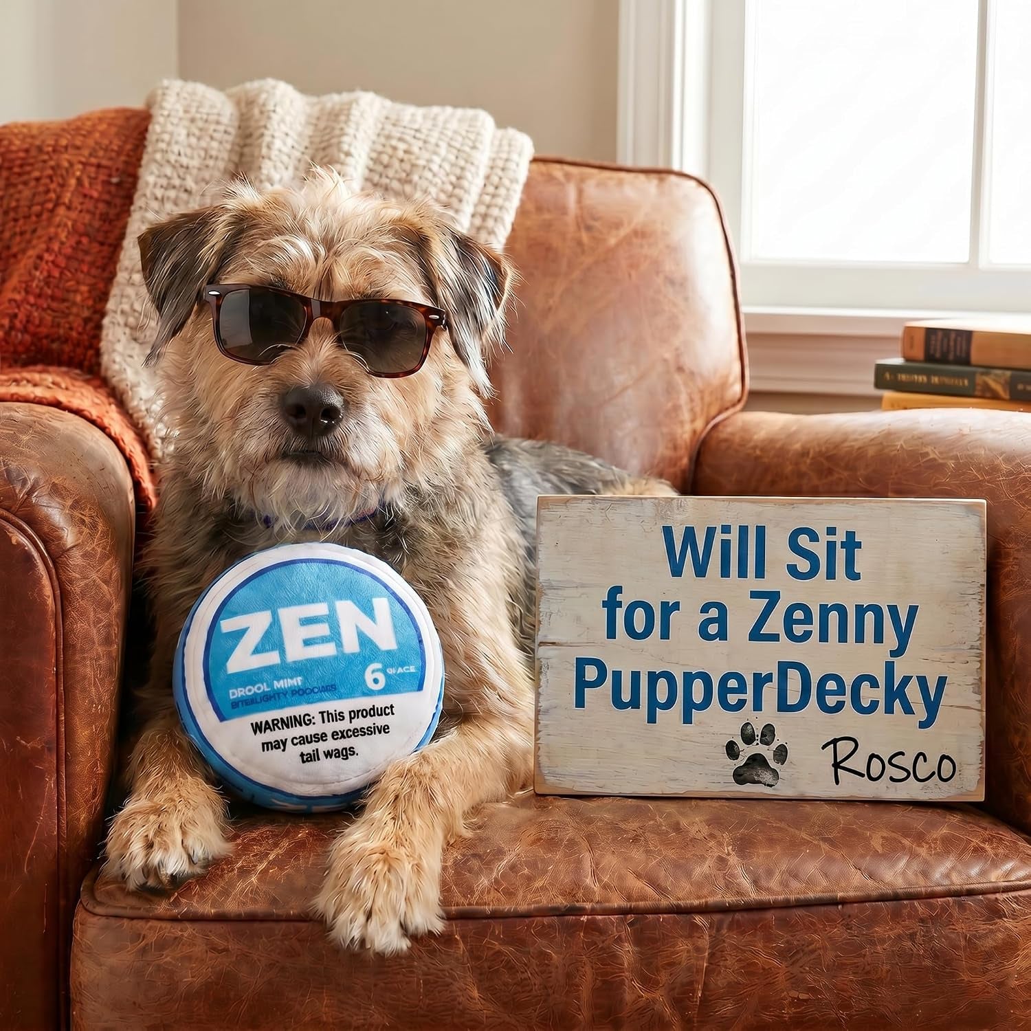 nestpark-zen-pupper-deckies-parody-dog-toy-plush-squeaky-and-crinkle-funny-dog-toy-drool-mint