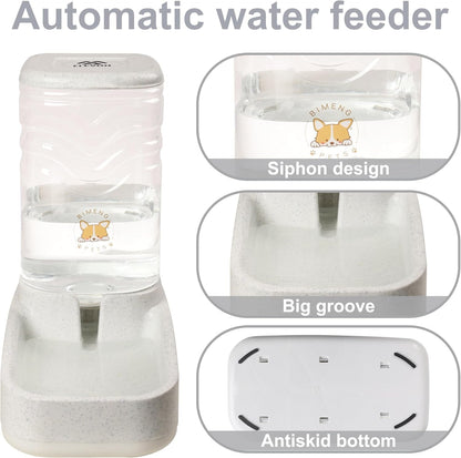 Elevon Automatic Cat Feeder, Gravity Food and Water Dispenser Bowl Set for Small Medium Dogs Animals, Pet Feeder Dispenser Storage Food, 3.8L Large Capacity, White & Gray4