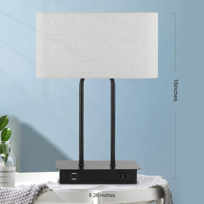 Bedside Touch Control 3 Way Dimmable Table Lamp with Cream Fabric Shade | Dual USB Charging Ports 1 AC Outlet, Modern Nightstand Lamp, Desk Lamp for Bedroom Living Room Office with 5000K LED Bulb8