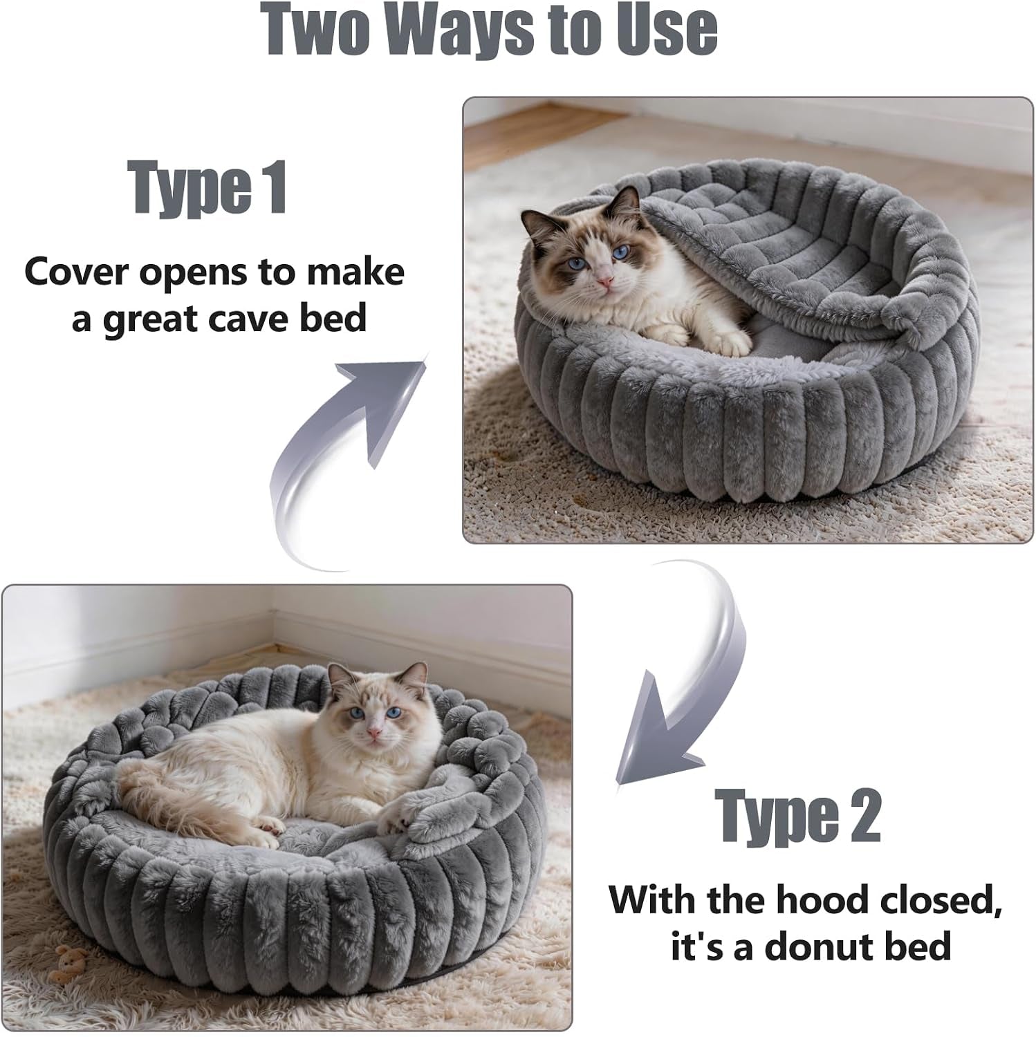 cat-beds-for-indoor-cats-2-in-1-cat-cave-bed-kitten-bed-for-small-pets-small-dog-bed-with-cover-pet-bed-for-puppy-and-kitten-with-anti-slip-bottom-dark-gray-20-inches