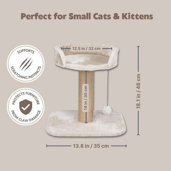 Trixie Mica 18-In Cat Tree for Kittens, Indoor Jute Scratching Post Cat Furniture, Padded Platform, Dangling Toy, Greige4