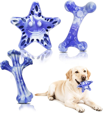 YINEYA Dog Toys for Aggressive Chewers, 3-Pack Tough Dog Chew Toys | Dog Teething Toy for Medium Large to Keep Them Busy, Indestructible Dog Toy Long Lasting, Purple, Beef Flavor1