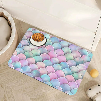 Cute Strawberry Flower Dog Cat Food Mat,Pink Absorbent Pet Feeding Mat with Rubber Backing,Non-Slip Water Bowl Placemat,Indoor Pet Accessories Supplies 12"X20"18