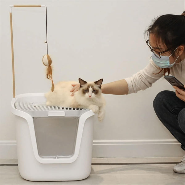 Dog Potty Training Toilet ﻿ Cat Litter Box Top Entry Type Pan with Scoop Large Anti-Splashing Closed Potty Suitable for 12.5KG(C)3