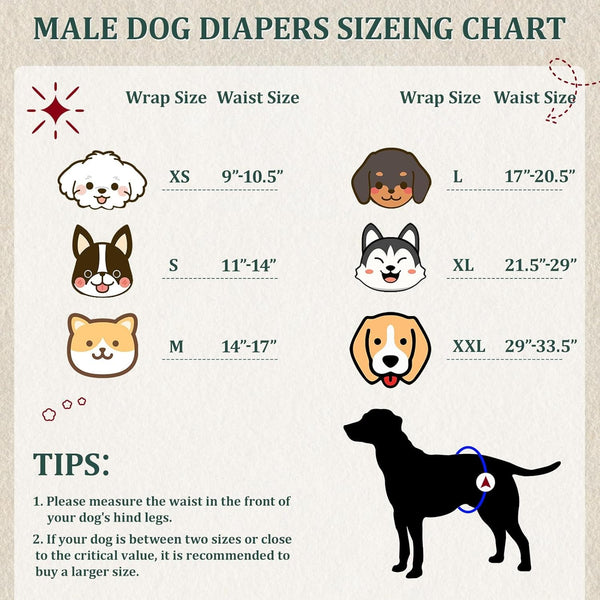 Reusable Dog Diapers Male, Premium Washable Belly Bands for Dogs, Pack of 5, High Absorbing Small Dog Wraps for Doggie & Puppy in Incontinence or Excitable Urination and Training(S)3