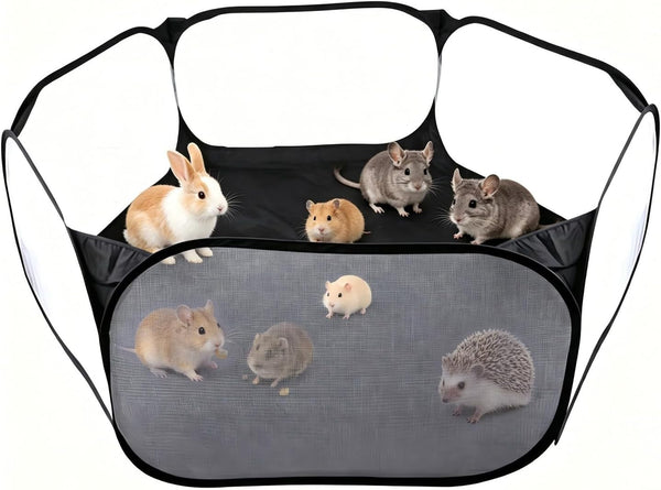6-Sided Small Animal Playpen, Portable Steel Mesh Tent | for Rabbits, Hamsters, Chinchillas, Hedgehogs. Foldable High-Strength Steel Yard Fence for Indoor & Outdoor Use1