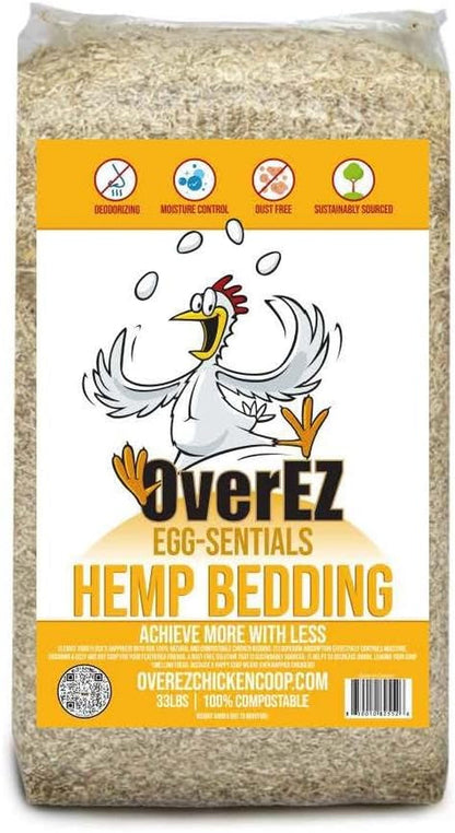[33Lbs] Overez Hemp Chicken Bedding - Made from 100% Natural Hemp - Super Absorbent, Eco-Friendly, Eggcellent Odor Control, and Dust Free1