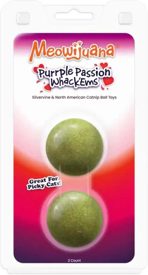 Meowijuana Stick 'N' Lick Catnip Balls, 2-Pack | Purrple Passion | Stickable Catnip & Valerian Root Balls for Cats, 2-Pack; Calming Enrichment for Anxious Cats; Organic, North American-Grown8