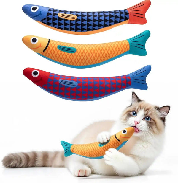Petbusy Cat Toys With[5000Mg A+Natural Catnip &Silvervine] [Baby Grade] Interactive Soft Chew Kicker Cat Toys for Indoor Cats & Kittens, [Crinkle &Bell] Fish Sound Toy, Drives Bored Cat Crazy with Fun11
