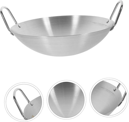 Stainless Steel Wok round Bottom Pot Non-Stick Pan for Chinese Stir Fry Double Handles Kitchen Gadget7