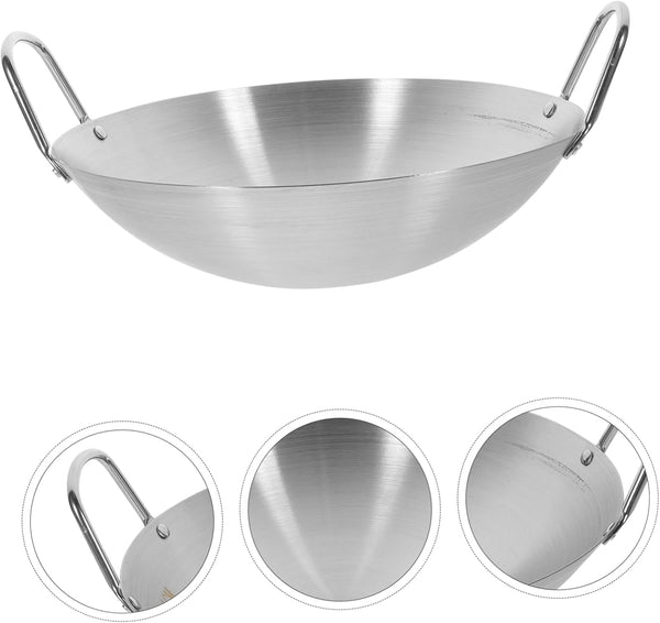 Stainless Steel Wok round Bottom Pot Non-Stick Pan for Chinese Stir Fry Double Handles Kitchen Gadget7