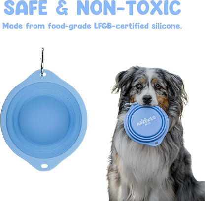 Collapsible Dog Bowl - 800Ml/27 Oz Portable Silicone Travel Water Bowl for Dogs with Carabiner | Foldable, Dishwasher Safe | Hiking, Camping Dog Essentials & Outdoor Pet Feeding - Blue6