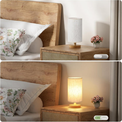 9" Small Table Lamp for Bedroom - Inline Control with 3000K Blub | Cream Shade and Wood Base | 680 Lumens | Easy Assembly | Minimalist Design | E26 | for Kitchen | for Kids Room4