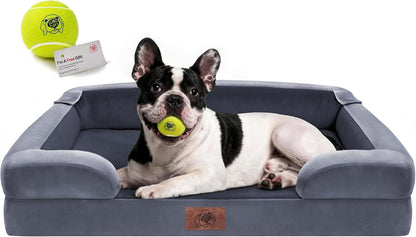 Waterproof Orthopedic Dog Bed for Extra Large Sized Dogs | Memory Foam Pet Bed Sofa with Bolster, Dog Couch with Washable Cover & Non-Slip Bottom, 42X30 Inch, Grey9