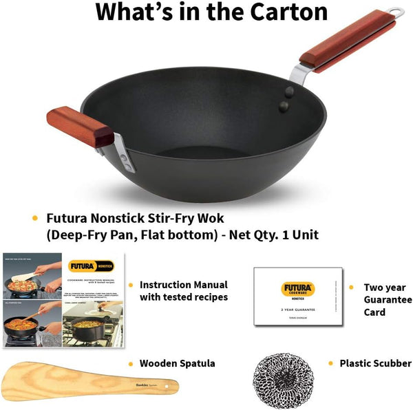 Futura  Nonstick Wok Stir Fry/Deep Fry Pan with 2 Stay Cool Rosewood Handles, 11.5", Black7