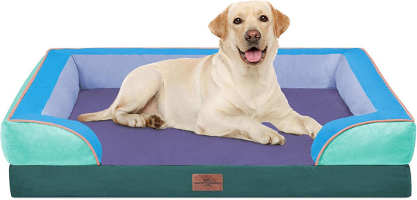 Comfort Expression Orthopedic Dog Bed for Extra Large Dogs with Bolster | Waterproof Dog Couch Bed with Washable Cover & Non-Slip Bottom, Supportive Egg Crate Foam XL Pet Bed, 42X30 Inch20