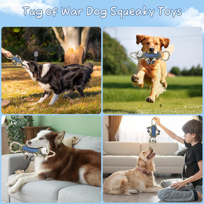 BUYPOW Funny Plush Dog Chew Toys, Squeaky Dog Toys, Interactive Tug of War Puppy Toys, Stuffed Dog Toys for Small, Medium and Large Dogs - Monkey7