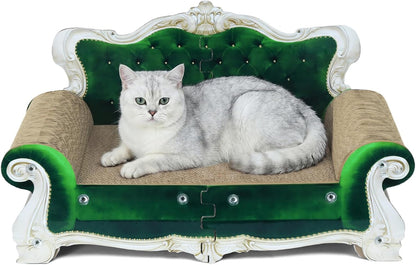 Luxury Cardboard Cat Scratcher Sofa Bed, Couch Shaped Scratching Board, Scratch Lounge with Catnip, Scratcher for Indoor Cats Large Grey15