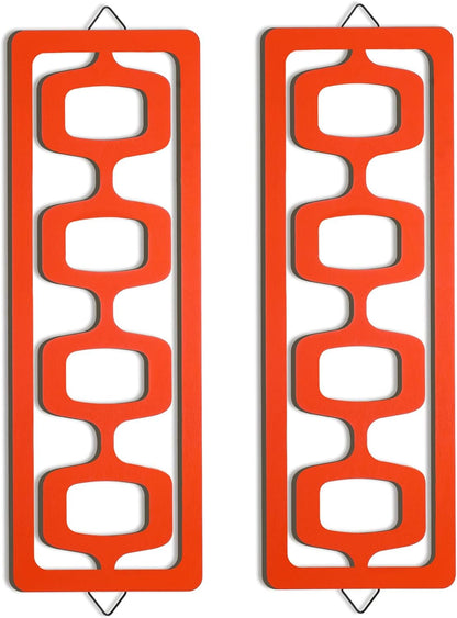 2 Pcs Mid Century Modern Wall Art Wood Mid Century Elegance Decor Accents Abstract Wall Sculpture Geometric Panels for Interior Panel Art for Home Living Room(Orange)1