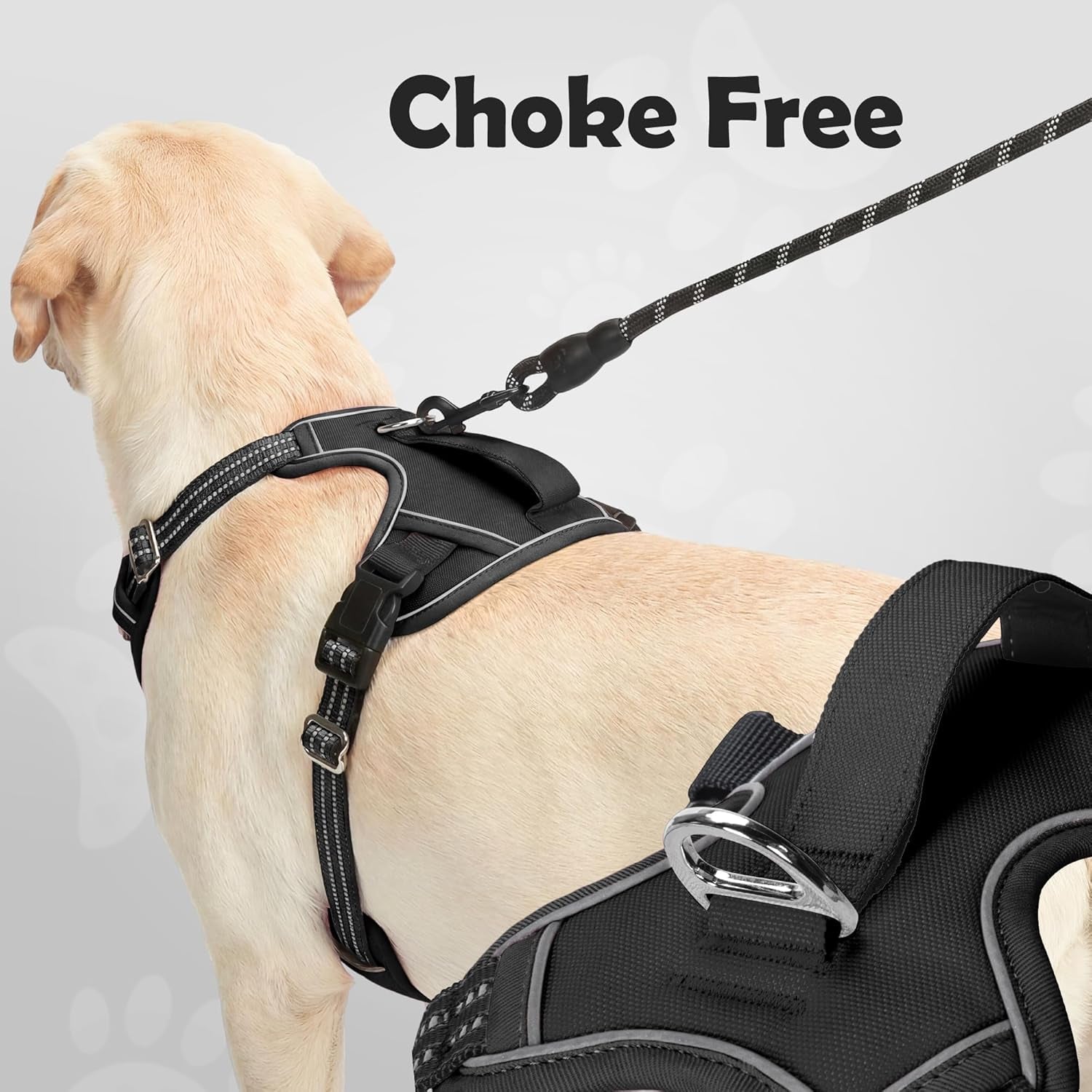 funfox-dog-harness-medium-sized-dog-vertical-handle-easy-control-no-pull-pet-vest-adjustable-with-2-leash-clips-soft-material-reflective-safe-night-walking-for-small-medium-large-breed-black-m