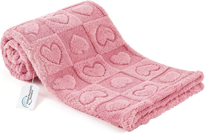 Gogobunny Pet Blanket for Dogs Cats, 300GSM Ultra Soft Coral Fleece Blanket, Washable Small Dog Cat Blanket, Calming Crate Mat, Furniture Protector for Couch Bed Car Seat, Pink, 25X35In1