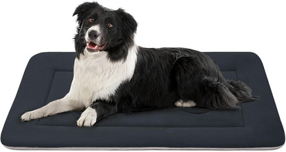 Large Dog Bed Soft Dog Crate Pad Mat, 42 in Non-Slip Bottom Washable Dog Sleeping Mattress Pet Beds Cat Bed Kennel Pad, Dark Blue Gray8